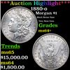 Image 1 : ***Auction Highlight*** 1880-o Morgan Dollar $1 Graded Choice+ Unc By USCG (fc)