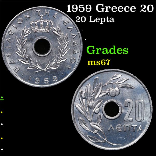 1959 Greece 20 Lepta KM-79 Grades GEM++ Unc