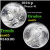 Image 1 : 1924-p Peace Dollar $1 Grades GEM Unc
