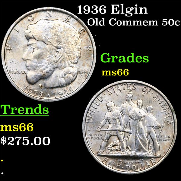 1936 Elgin Old Commem Half Dollar 50c Grades GEM+ Unc