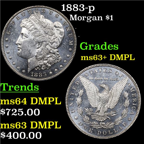 1883-p Morgan Dollar $1 Graded ms63+ DMPL BY SEGS
