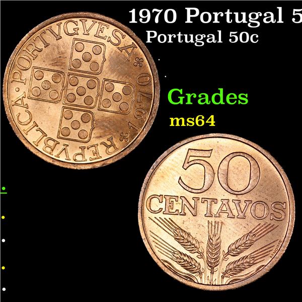 1970 Portugal 50 Centavos KM-596 Grades Choice Unc