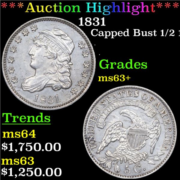 ***Auction Highlight*** 1831 Capped Bust Half Dime 1/2 10c Graded Select+ Unc BY USCG (fc)