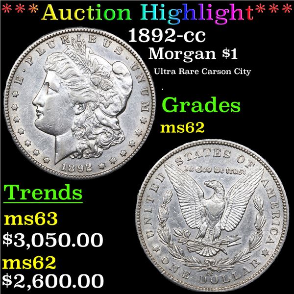 ***Auction Highlight*** 1892-cc Morgan Dollar $1 Graded Select Unc BY USCG (fc)