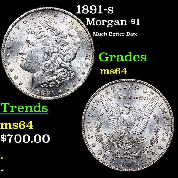 1891-s Morgan Dollar $1 Graded ms64 BY SEGS