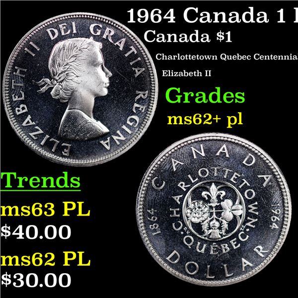 1964 Canada 1 Dollar Silver Canada Dollar KM-58 $1 Grades Select Unc+ PL