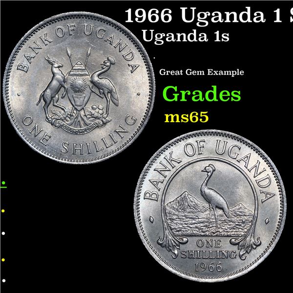 1966 Uganda 1 Shilling KM-5 Grades GEM Unc