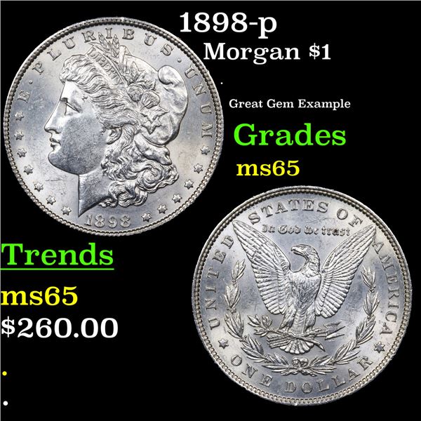 1898-p Morgan Dollar $1 Grades GEM Unc