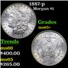 Image 1 : 1887-p Morgan Dollar $1 Grades GEM+ Unc