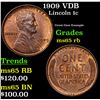 Image 1 : 1909 VDB Lincoln Cent 1c Grades GEM Unc RB