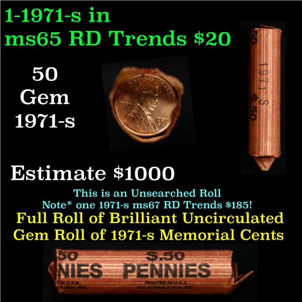 Shotgun Lincoln 1c roll, 1971-s 50 pcs Brandt Wrapper.