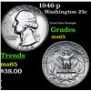 Image 1 : 1946-p Washington Quarter 25c Grades GEM Unc