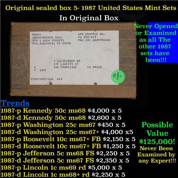 Original sealed box 5- 1987 United States Mint Sets