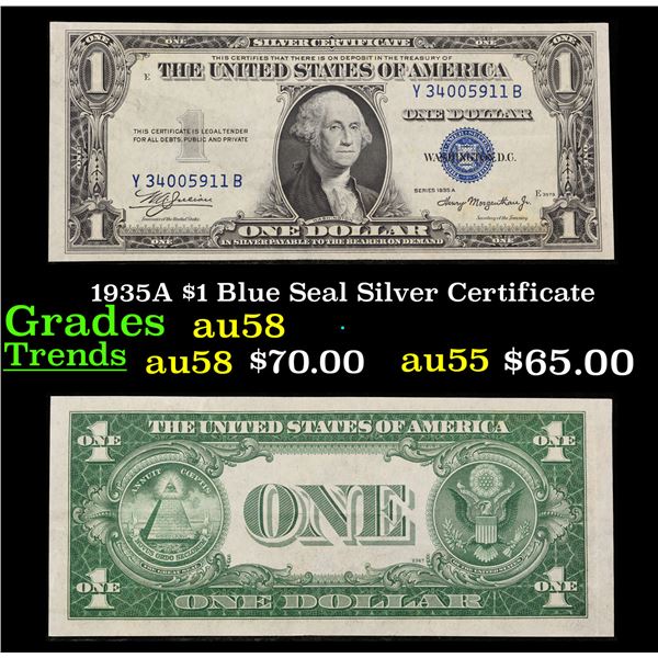 1935A $1 Blue Seal Silver Certificate Grades Choice AU/BU Slider