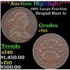 Image 1 : ***Auction Highlight*** 1807 Large Fraction Draped Bust Large Cent 1c Graded vf25 By SEGS (fc)