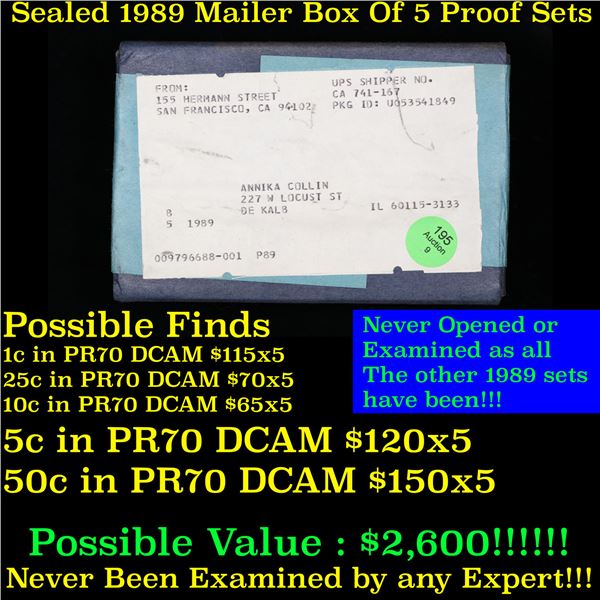 Original sealed box 5- 1989 United States Mint Proof Sets