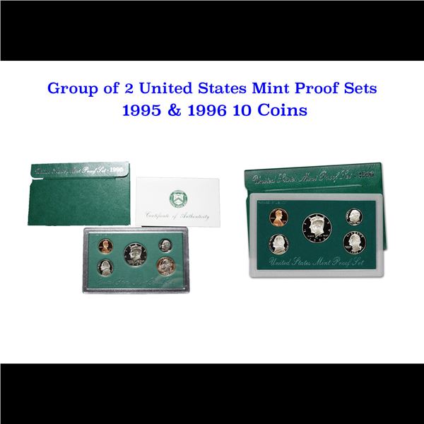 Group of 2 United States Mint Proof Sets 1996-1995 10 coins.