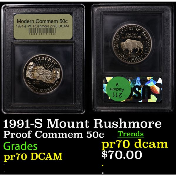 Proof 1991-S Mount Rushmore Modern Commem Half Dollar 50c Graded GEM++ Proof Deep Cameo By USCG