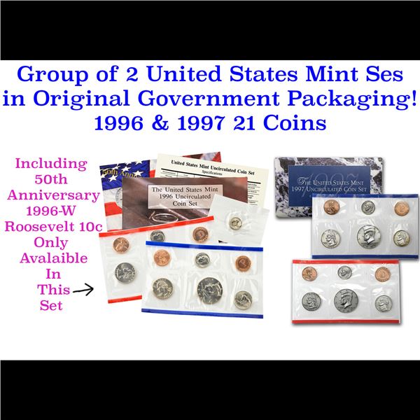 Group of 2 United States Mint Proof Sets 1996-1997 10 coins.