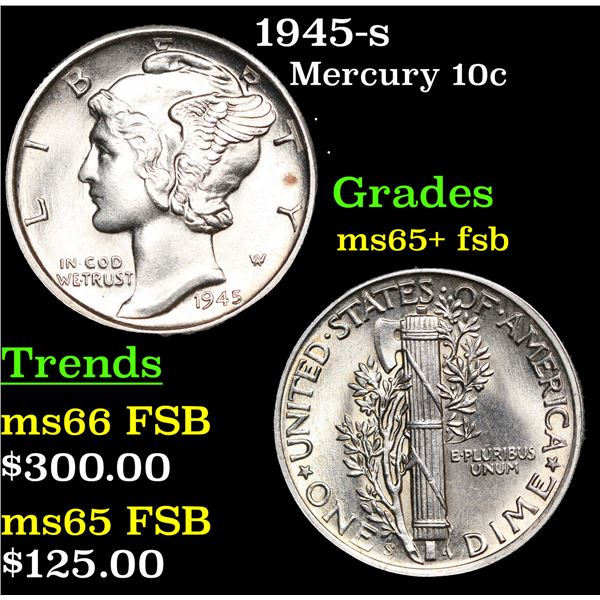 1945-s Mercury Dime 10c Grades GEM+ FSB