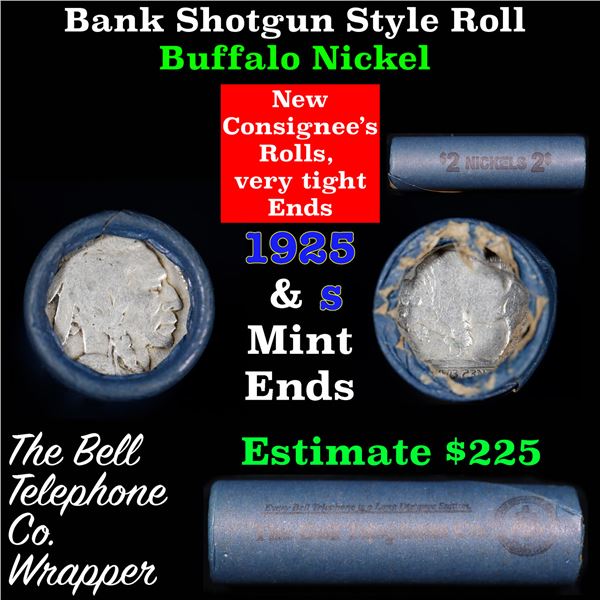Buffalo Nickel Shotgun Roll in Old Bank Style 'Bell Telephone'  Wrapper 1925 & s Mint Ends