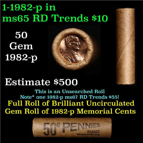 Shotgun Lincoln 1c roll, 1982-p 50 pcs Brandt Wrapper.