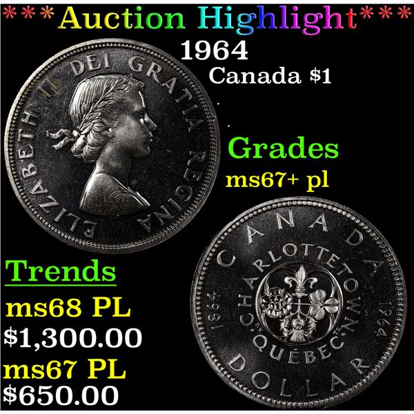 ***Auction Highlight*** 1964 Canada Dollar $1 Graded ms67+ pl By SEGS (fc)