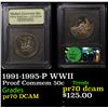 Image 1 : Proof 1991-1995-P WWII Modern Commem Half Dollar 50c Graded GEM++ Proof Deep Cameo By USCG