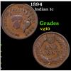 Image 1 : 1894 Indian Cent 1c Grades vg+