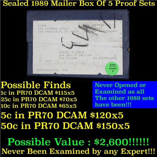 Original sealed box 5- 1989 United States Mint Proof Sets