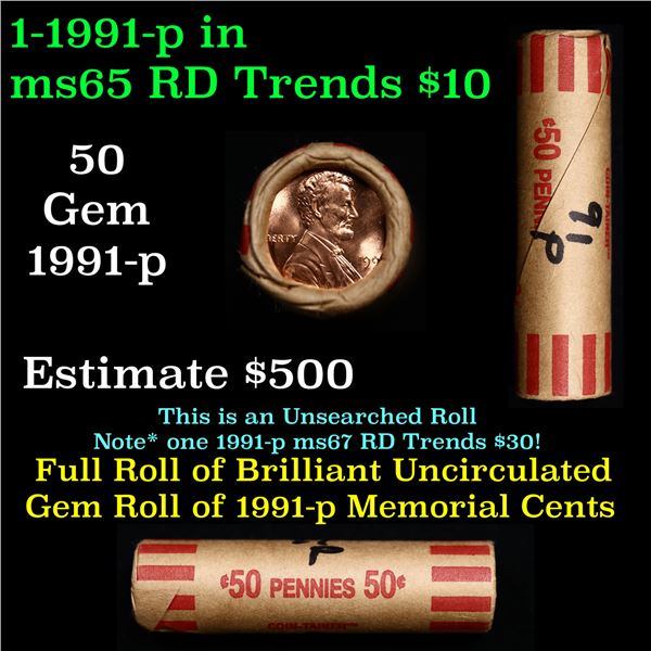 Shotgun Lincoln 1c roll, 1991-p 50 pcs Brandt Wrapper.