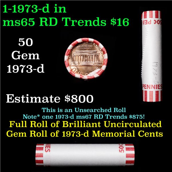 Shotgun Lincoln 1c roll, 1973-d 50 pcs Wrapper
