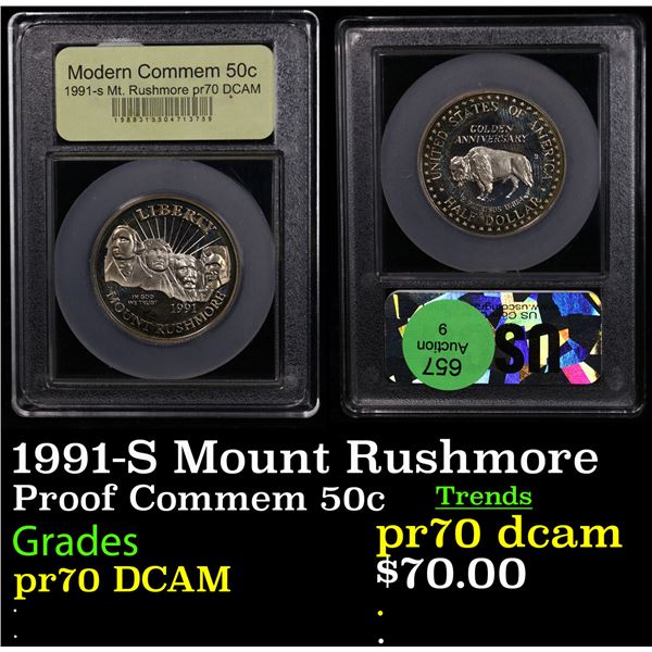 Proof 1991-S Mount Rushmore Modern Commem Half Dollar 50c Graded GEM++ Proof Deep Cameo By USCG