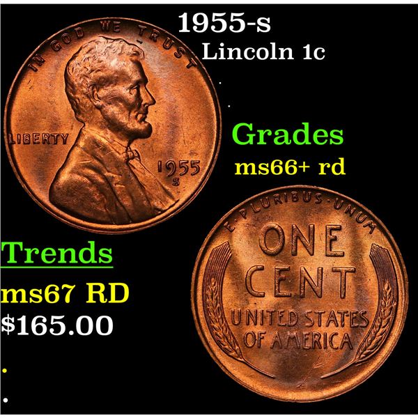 1955-s Lincoln Cent 1c Grades GEM++ RD