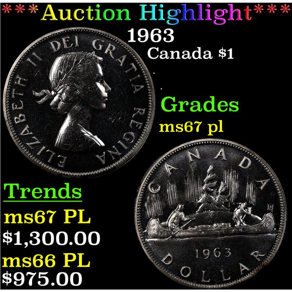 ***Auction Highlight*** 1963 Canada Dollar $1 Graded ms67 pl By SEGS (fc)