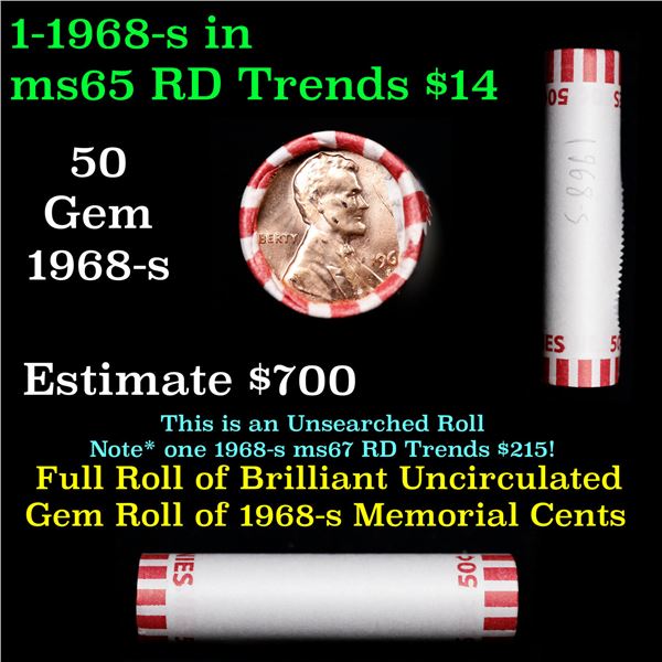 Shotgun Lincoln 1c roll, 1968-s 50 pcs Wrapper