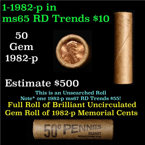 Shotgun Lincoln 1c roll, 1982-p 50 pcs Brandt Wrapper.