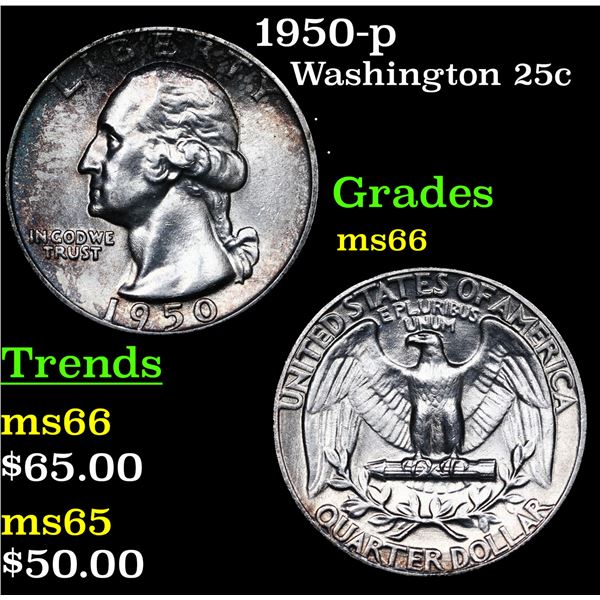 1950-p Washington Quarter 25c Grades GEM+ Unc