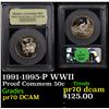 Image 1 : Proof 1991-1995-P WWII Modern Commem Half Dollar 50c Graded GEM++ Proof Deep Cameo By USCG