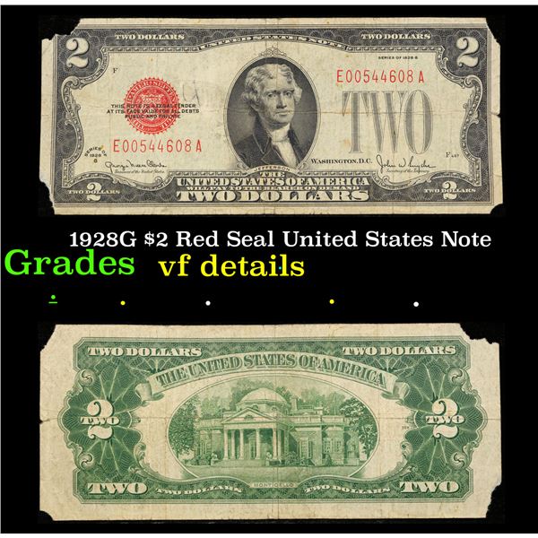 1928G $2 Red Seal United States Note Grades vf details