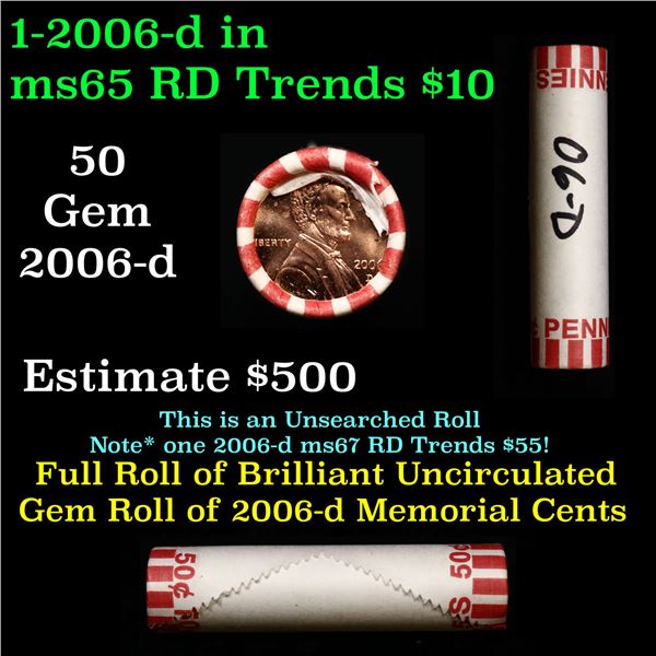 Shotgun Lincoln 1c roll, 2006-d 50 pcs Brandt Wrapper.