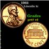 Proof 1961 Lincoln Cent 1c Grades Gem++ Proof Red