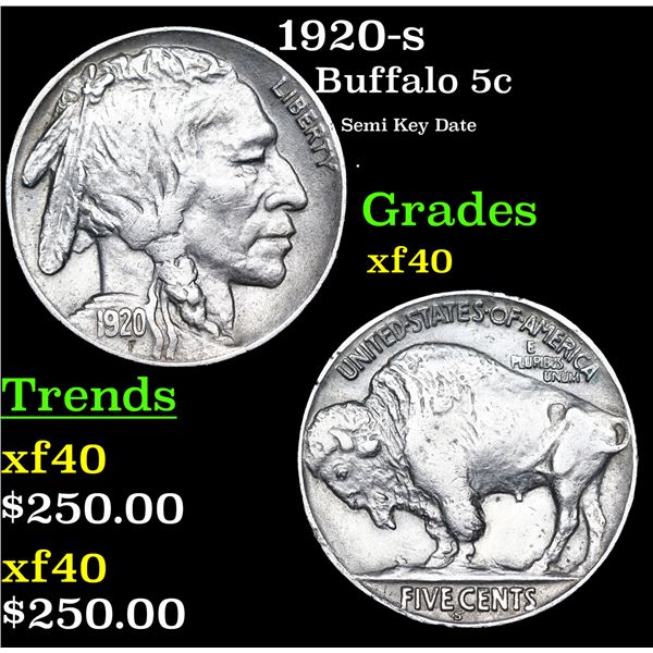 1920-s Buffalo Nickel 5c Grades xf