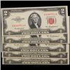 Image 6 : 5x Consecutive Serial 1953A $2 Red Seal United States Notes, all CU Grade Grades Choice CU