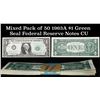 Mixed Pack of 50 1963A $1 Green Seal Federal Reserve Notes Grades cu