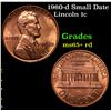 1960-d Small Date Lincoln Cent 1c Grades Gem+ Unc RD