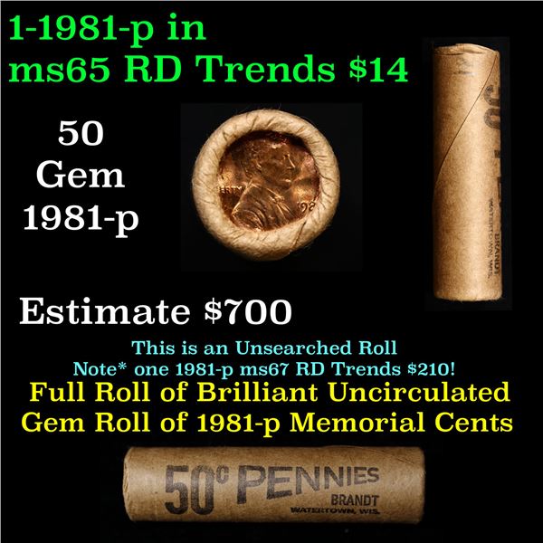 Shotgun Lincoln 1c roll, 1981-p 50 pcs Brandt Wrapper.