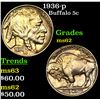 Image 1 : 1936-p Buffalo Nickel 5c Grades Select Unc
