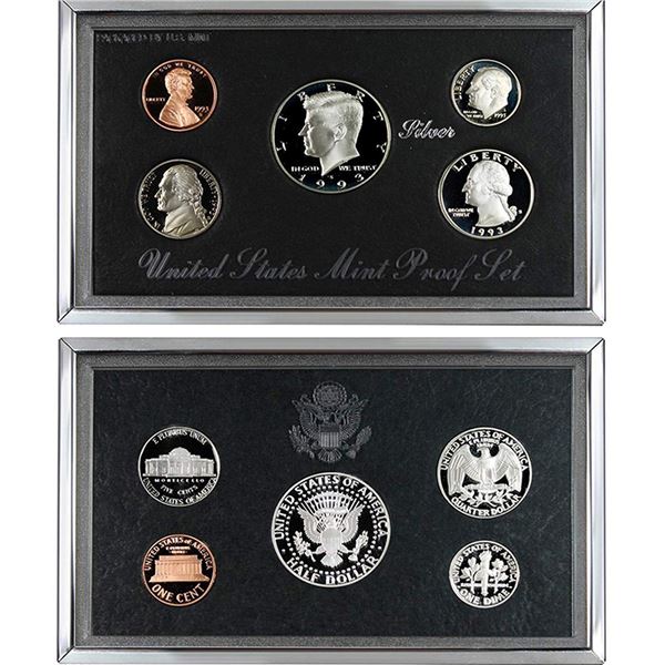 1993 United States Mint Silver Proof Set. 5 Coins Inside. NO BOX or COA
