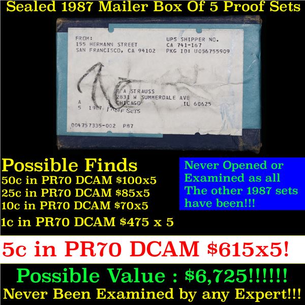 Original sealed box 5- 1987 United States Mint Proof Sets